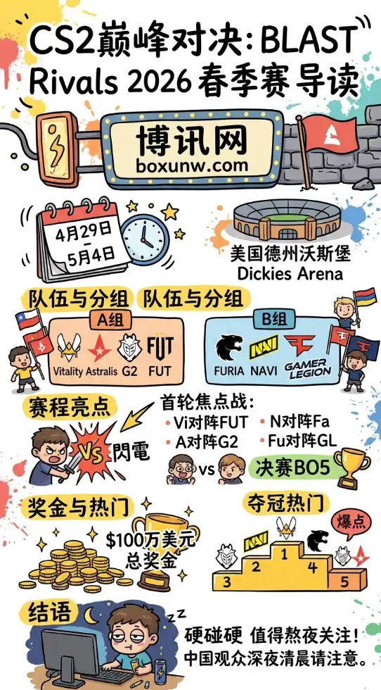 100万美金CS2狂欢!BLAST春季赛8强名单与夺冠赔率全解析