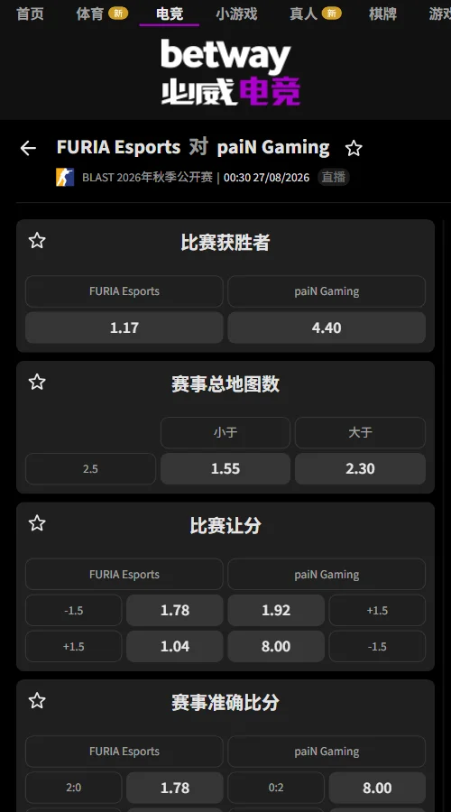 FURIA vs paiN - BLAST公开赛波尔图赔率必威(Betway)提供
